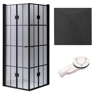 BPS-koupelny Čtvercový sprchový kout HYD-SK08B-M 90x90 černá/transparent + vanička HYD-SSV-RIKO černá