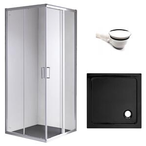 BPS-koupelny Čtvercový sprchový kout HYD-SK93D 70x70 chrom/transparent + vanička HYD-SSV-ST02C černá