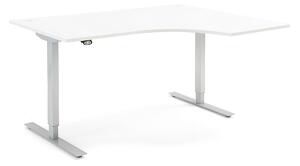 AJ Produkty Výškově nastavitelný stůl FLEXUS, rohový, 1600x1200 mm, bílá