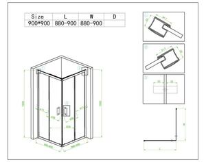 BPS-koupelny Čtvercový sprchový kout HYD-SK93B 90x90 chrom/transparent + vanička HYD-SSV-SXL02B bílá