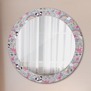 Kulaté dekorační zrcadlo Panda Unicorn