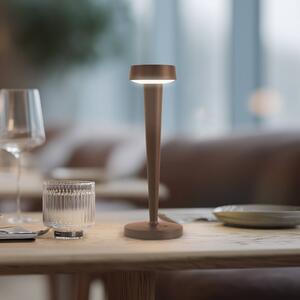 Lucande LED svícen Lea, váza, tmavě hnědá, 28 cm, stmívatelný, Hnědá / rez, Obývací pokoj / jídelna, kov, Moderní