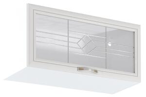 Horní prosklená skříňka s výklopnými dvířky SILVARA - šířka 80 cm, borovice andersen / bílá