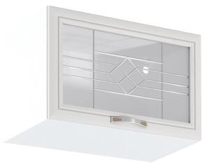 Horní prosklená skříňka s výklopnými dvířky SILVARA - šířka 60 cm, borovice andersen / bílá