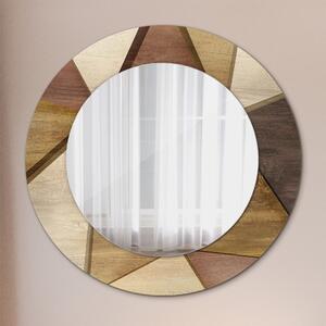 Kulaté dekorační zrcadlo Geometrické 3d dřevo