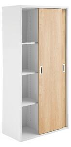 AJ Produkty Skříň s posuvnými dveřmi MODULUS, výška 1600 mm, bílá, dveře dub