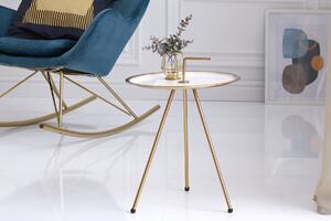 Příruční stolek CLEVO 36 cm - bílá, zlatá
