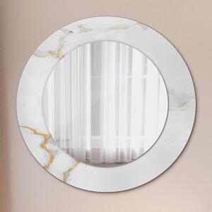 Kulaté dekorační zrcadlo Bílý zlatý mramor