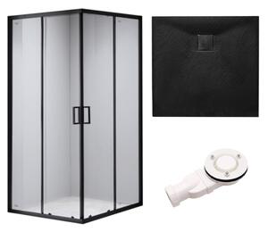 BPS-koupelny Čtvercový sprchový kout HYD-SK30B 90x90 černá/transparent + vanička HYD-SSV-RIKO černá