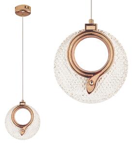 Toolight Toolight, LED křišťálové závěsné svítidlo 18x17cm, 12W, 3000K, LHJ110-1CP, růžové zlato, OSW-60051