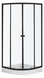 Novoterm Čtvrtkruhový sprchový kout NV-Leo 80x80 černá/transparent + vanička
