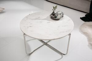 Konferenční stolek NOBL 62 cm - bílá, stříbrná - INV