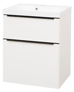 Mereo Mereo, Mailo, koupelnová skříňka s umyvadlem z litého mramoru 61 cm, bílá, dub, antracit, CN510MB