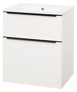 Mereo Mereo, Mailo, koupelnová skříňka s keramickým umyvadlem 61 cm, bílá, dub, antracit, CN510B