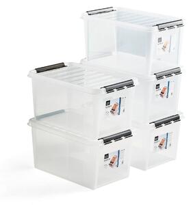 AJ Produkty Plastový box LEE, s víkem, 47 litrů, 590x390x310 mm, průhledný, bal. 5 ks