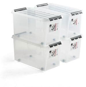 AJ Produkty Plastový box LEE, s víkem, 70 litrů, 720x400x380 mm, průhledný, bal. 4 ks