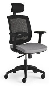 AJ Produkty Kancelářská židle STANLEY, s područkami a opěrkou hlavy, světle šedá