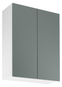 Vysoká horní kuchyňská skříňka SALERNO - šířka 80 cm, bílá / zelená