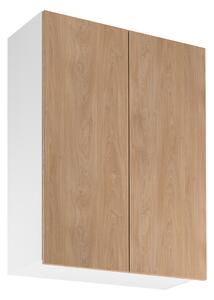 Vysoká horní kuchyňská skříňka SALERNO - šířka 80 cm, bílá / dub