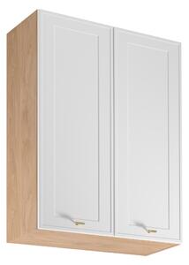 Vysoká horní kuchyňská skříňka SALERNO - šířka 80 cm, dub / bílá