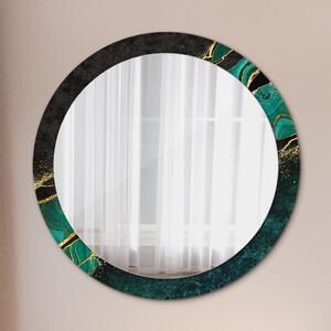 Kulaté zrcadlo tištěný rám Mramorová zelená