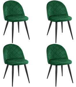 Set 4x jídelní židle VASICA - láhvově zelený / černý