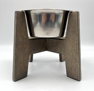 Wook | Dřevěný stojan s miskou pro psy vel. L - 1800 ml Výška podstavce: 20 cm, Barva: patina, Personalizace: Ne