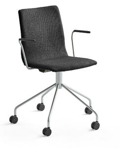 AJ Produkty Konferenční židle OTTAWA, s kolečky a područkami, černá, šedý rám