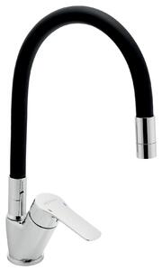 Novaservis, Dřezová baterie s černým flexi ramenem Metalia 54, chrom, 54014F-0C