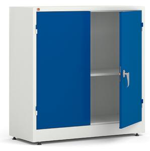 AJ Produkty Kancelářská skříň STYLE, 1000x1000x400 mm, bílá, modré dveře