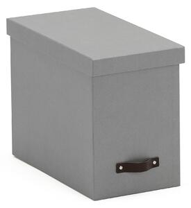 AJ Produkty Úložná krabice TIDY, vč. 8 závěsných desek A4, šedá s koženými úchytkami