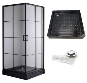BPS-koupelny Čtvercový sprchový kout HYD-SK32B 90x90 černá/transparent + vanička HYD-SSV-SXL02B černá