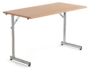 AJ Produkty Skládací stůl CLAIRE, 1200x600 mm, lamino buk, chrom