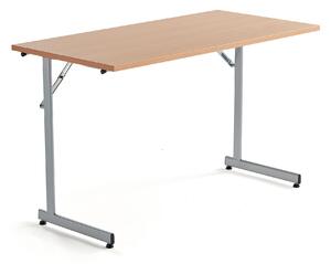 AJ Produkty Skládací stůl CLAIRE, 1200x600 mm, buk, hliníkově šedá