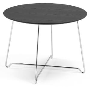 AJ Produkty Konferenční stolek IRIS, Ø700 mm, chrom, černá deska