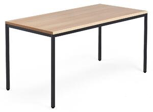 AJ Produkty Jednací stůl QBUS, 4 nohy, 1600x800 mm, černý rám, dub