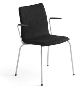 AJ Produkty Konferenční židle OTTAWA, s područkami, černý potah, šedá