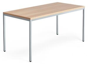 AJ Produkty Psací stůl QBUS, 4 nohy, 1600x800 mm, stříbrný rám, dub