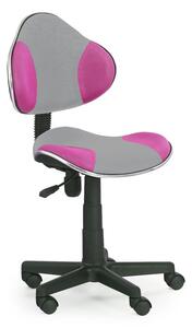 Dětská otočná židle na kolečkách FLASH - látka, růžová/šedá