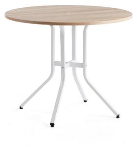 AJ Produkty Stůl VARIOUS, Ø1100 mm, výška 900 mm, bílá, dub