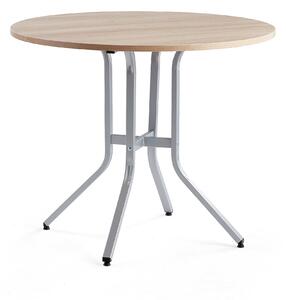 AJ Produkty Stůl VARIOUS, Ø1100 mm, výška 900 mm, stříbrná, dub