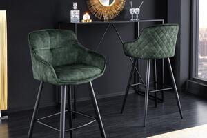 Zelená sametová barová židle Euphoria