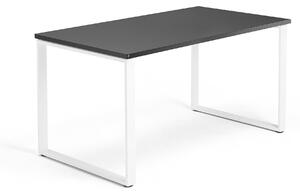 AJ Produkty Psací stůl QBUS, O-podnož, 1400x800 mm, bílý rám, černá