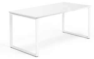 AJ Produkty Psací stůl QBUS, O-podnož, 1600x800 mm, bílý rám, bílá