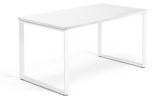 AJ Produkty Psací stůl QBUS, O-podnož, 1400x800 mm, bílý rám, bílá