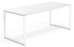 AJ Produkty Psací stůl QBUS, O-podnož, 1800x800 mm, bílý rám, bílá