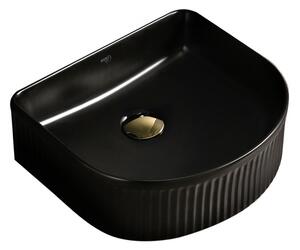 BPS-koupelny Keramické umyvadlo na desku HYD-FO-BL-400 40x35 cm, černé lesklé