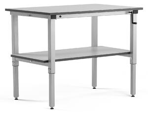 AJ Produkty Výškově nastavitelný pracovní stůl MOTION, manuální, 1200x800 mm, se spodní policí, 150 kg, šedá