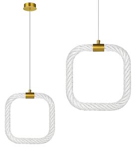 Toolight Toolight, závěsné LED svítidlo 20x20cm, 9W, 3000K, LHJ056-CP1, čirá-zlatá matná, OSW-60029