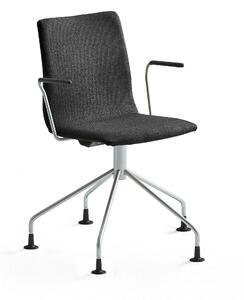 AJ Produkty Konferenční židle OTTAWA, s područkami, podnož pavouk, černá, šedý rám